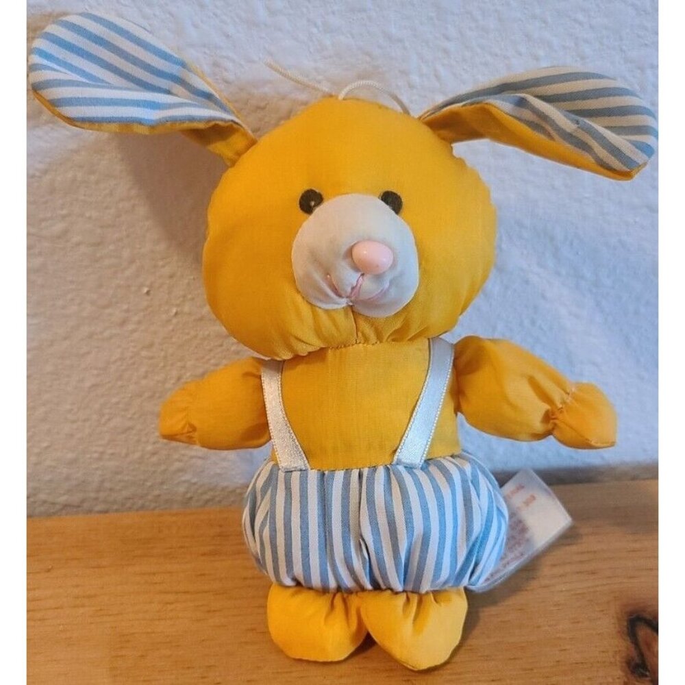 Vtg Dan Dee Easter Bunny Rabbit Stuffed Animal Nylon Puffalump Style Mini 5.5"‎